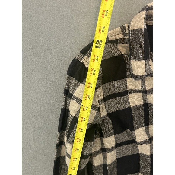 Hollister Men's XS Black Cream Plaid Flannel Long Sleeve Button Down Shirt - Picture 4 of 7